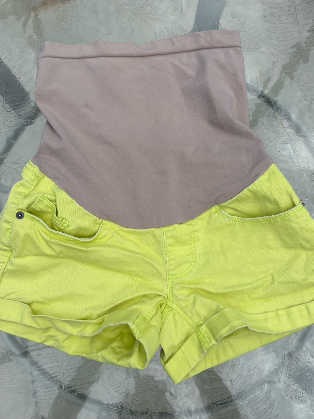 Women’s Neon Yellow Maternity Shorts